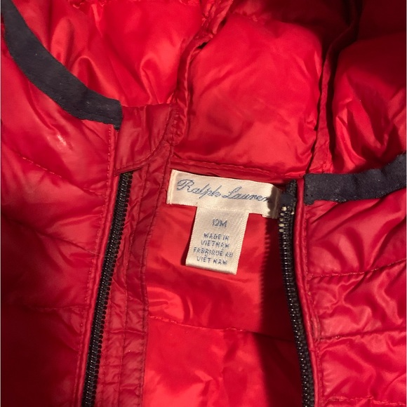 Red Ralph Lauren puffer jacket size 12m - Picture 2 of 4